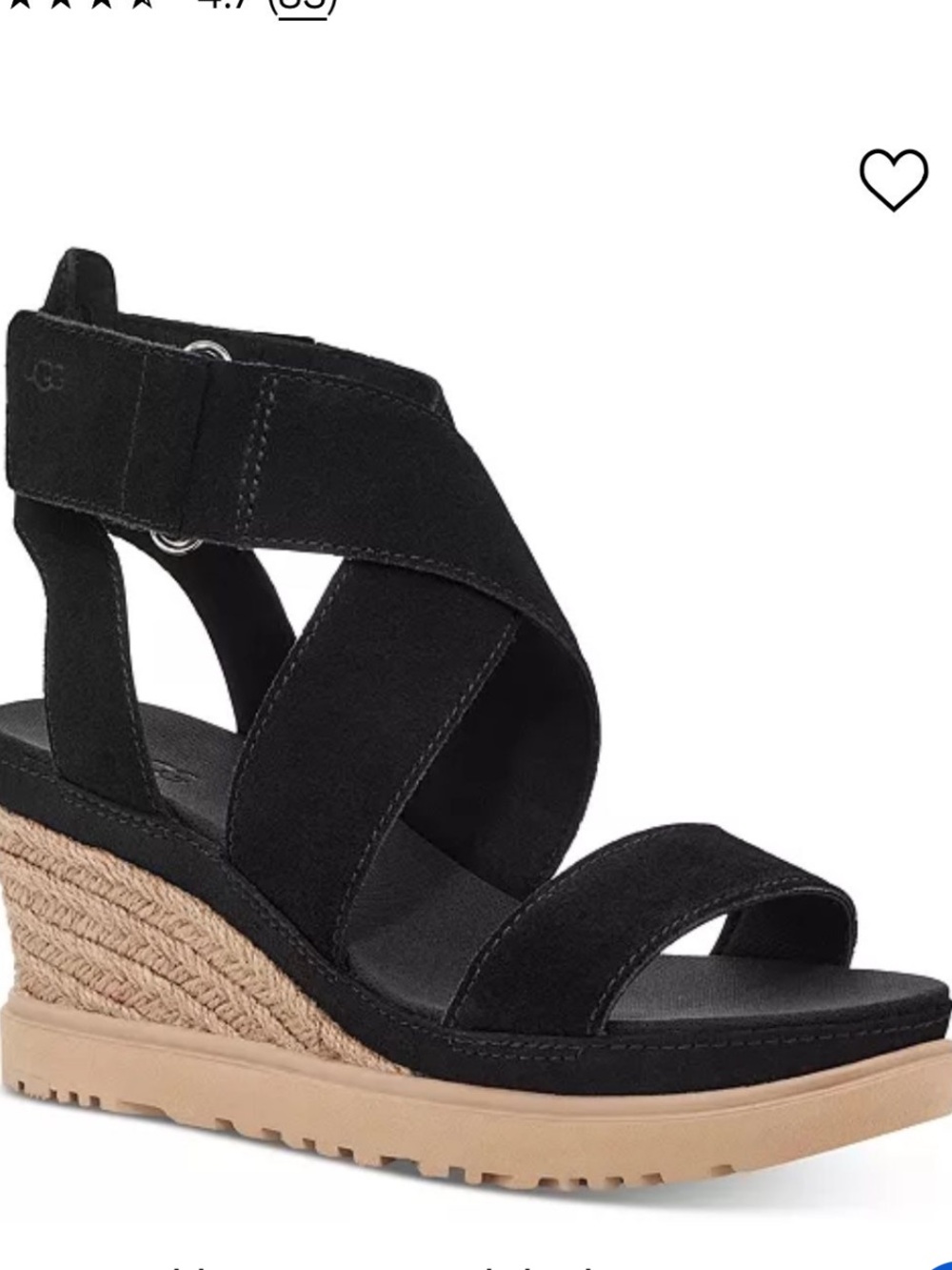 UGG lleana size 8.5 Black Suede Crisscross Espadrille Wedge Sandals